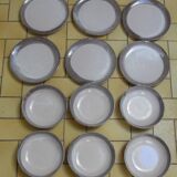 Service of 6 dish plates 6 deep plates enameled terracotta 1970s edge