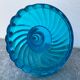 Pair of molded pressed blue glass candle holders