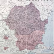 Old map of Romania and Bulgaria 43x43cm from 1950