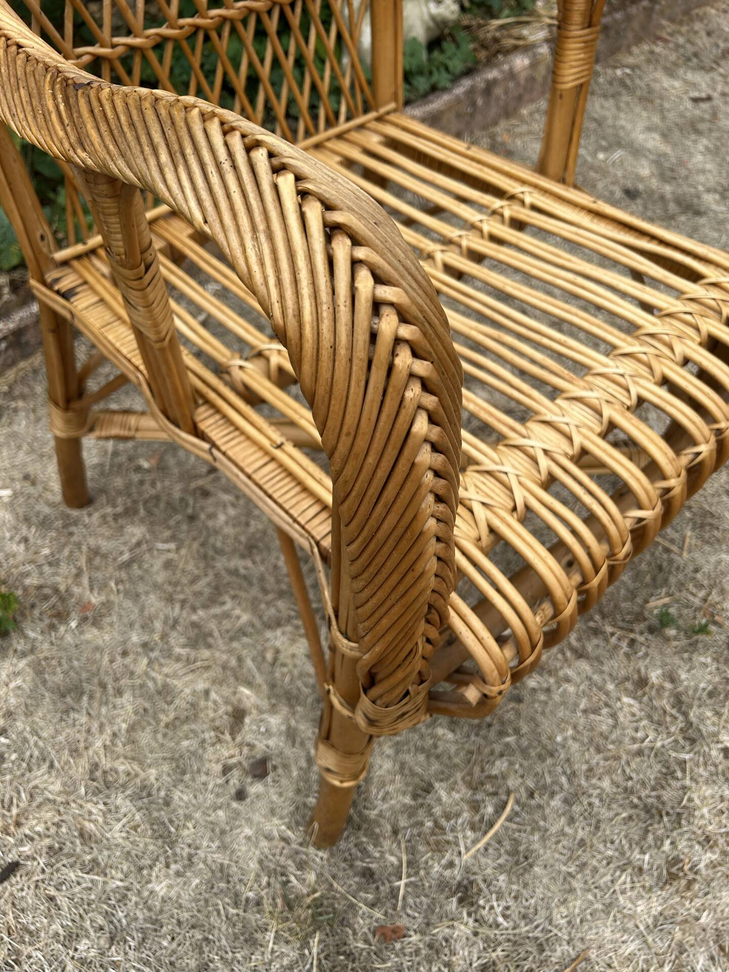 Antique rattan armchair