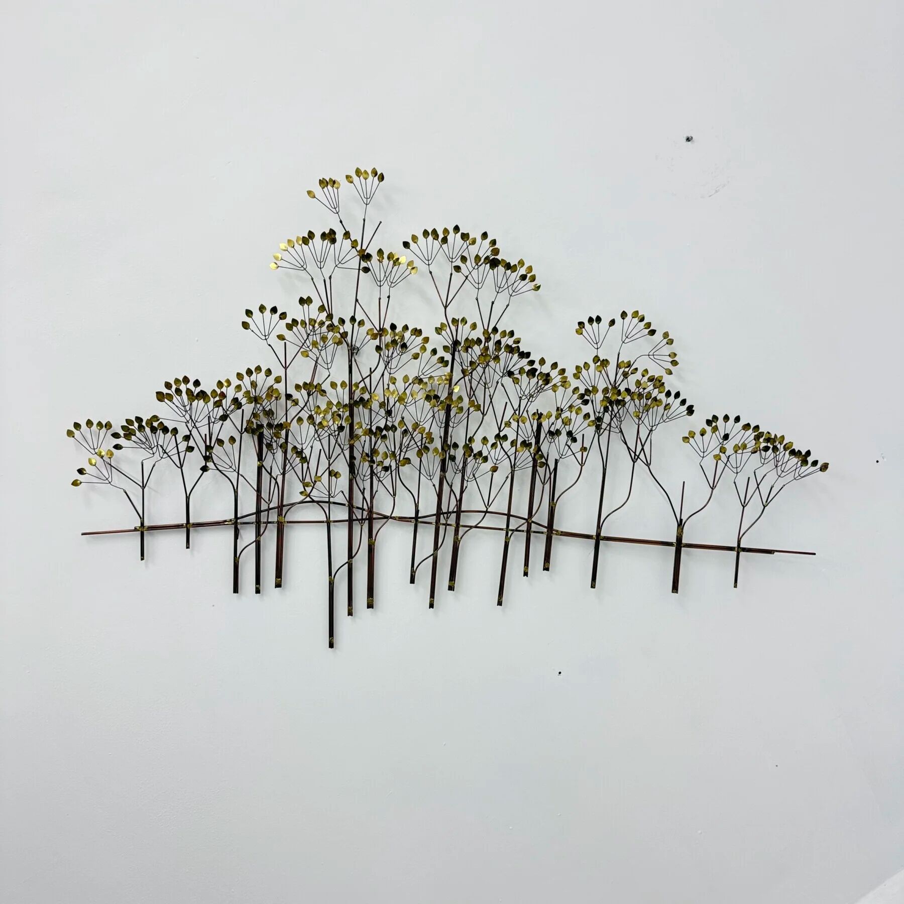 Curtis Jere large midcentury hanging wall forest sculpture "The Elms", 1973