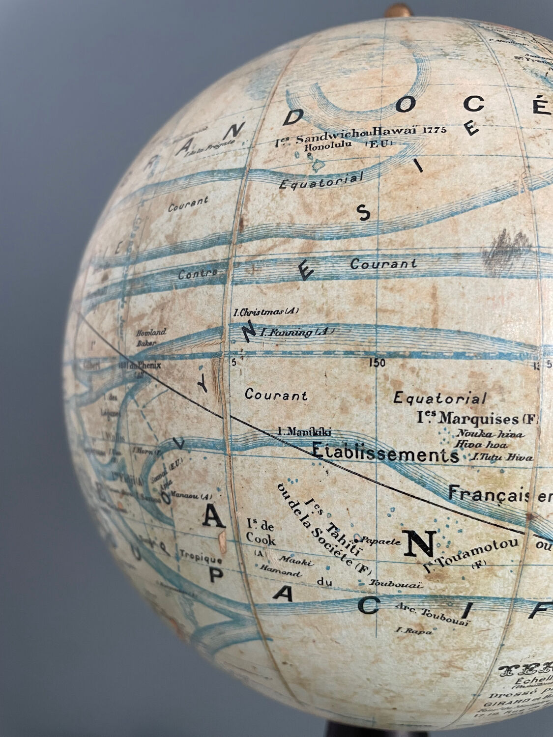 Terrestrial globe world map geographer Forest XIXth