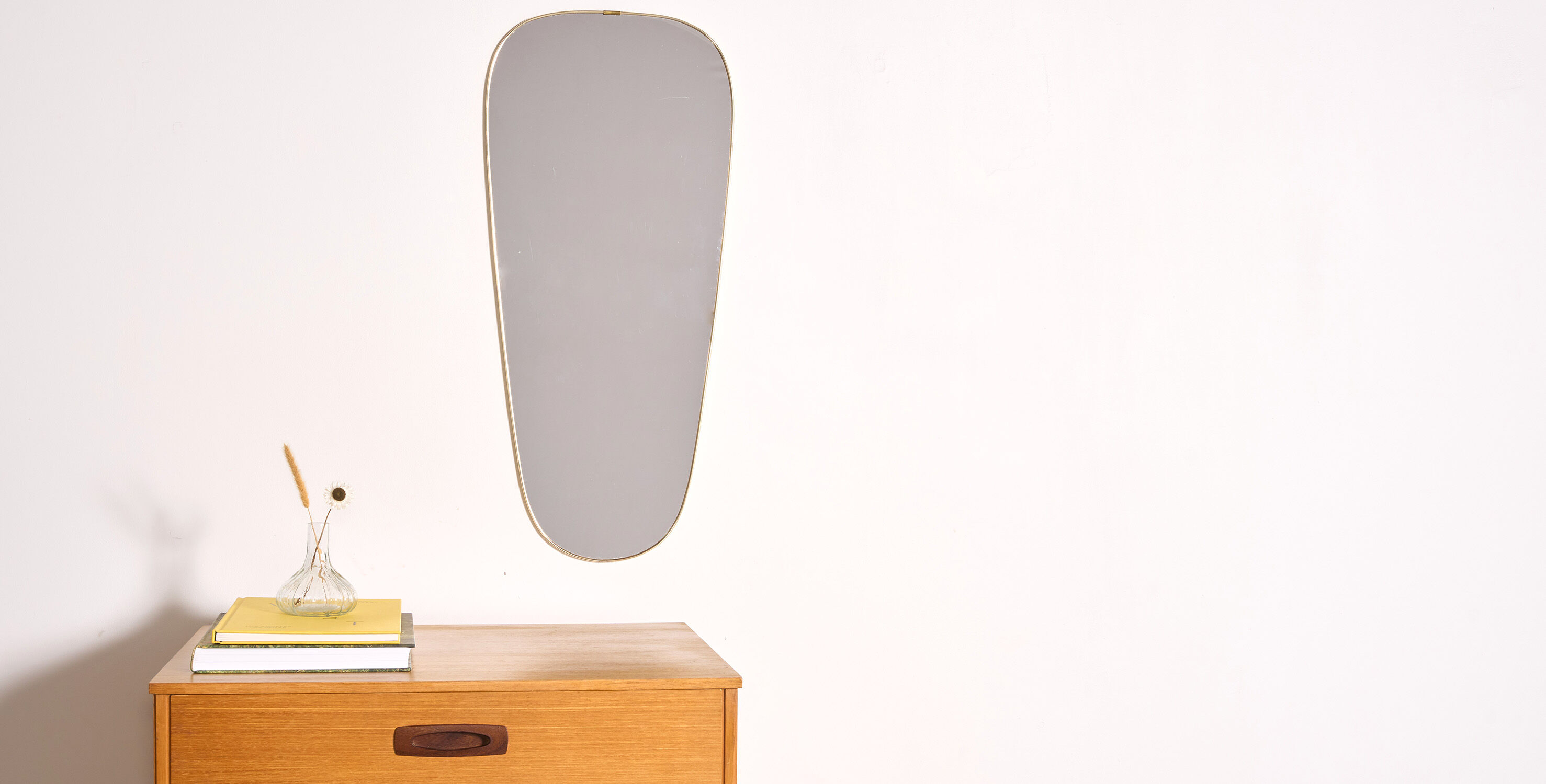 Vintage brass mirror, H77cm