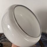 Vintage pendant light in white and silver opaline