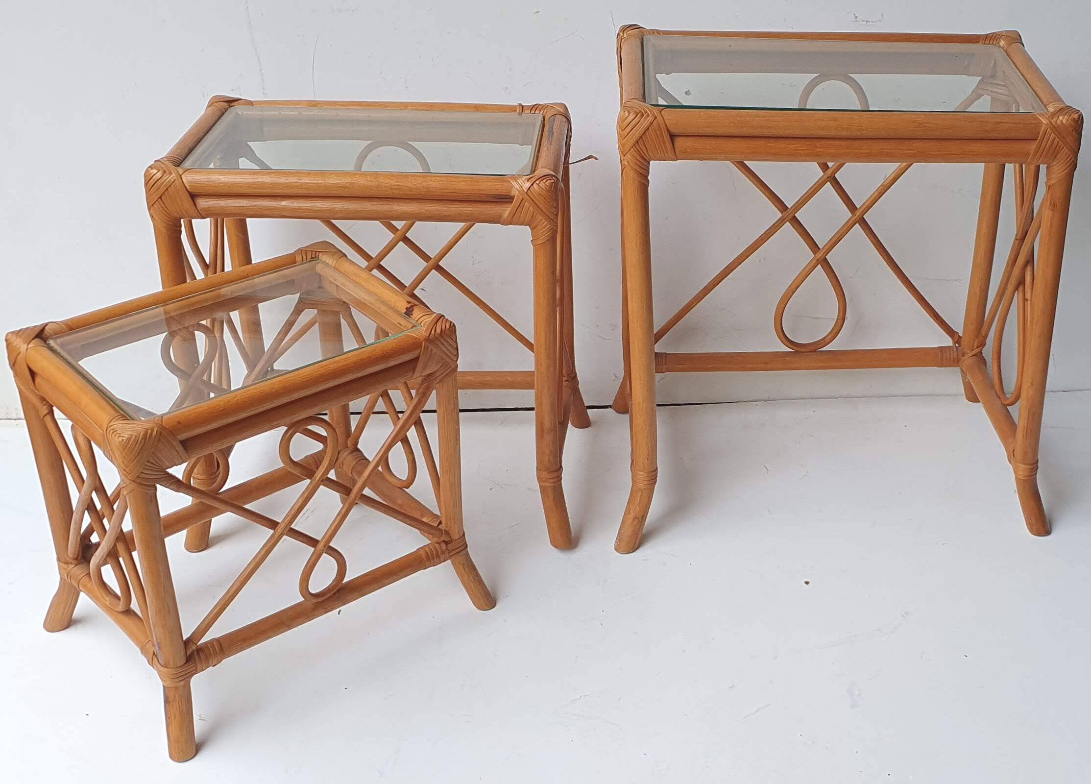 Rattan nesting tables