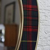 Vintage brass mirror in Scottish fabric