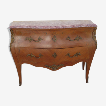 Commode galbée style Louis XV bois de rose