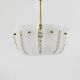J.T. Kalmar Petite curved suspension basket, brass and glass, Austria, 1950s