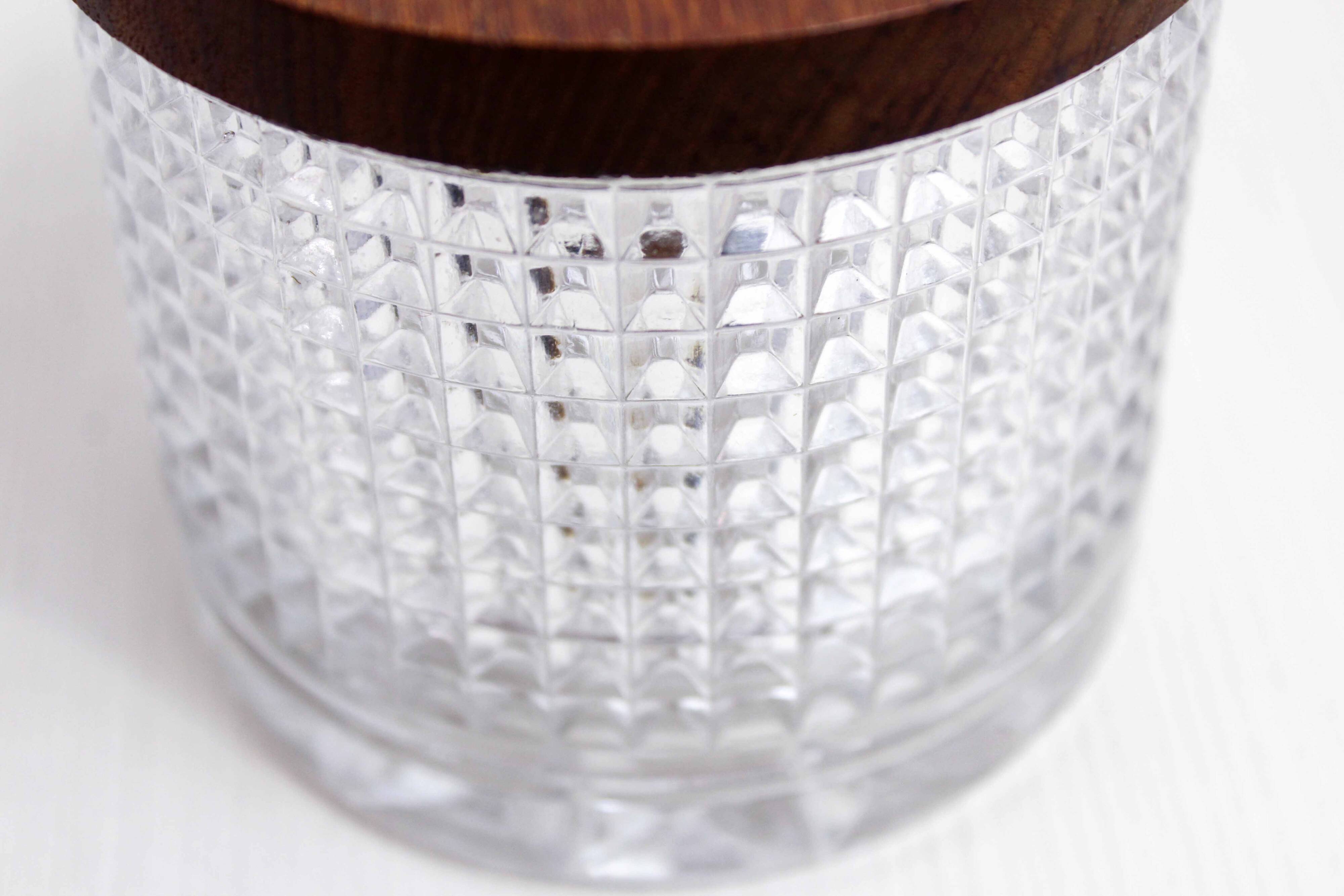 Vintage glass and teak candy box