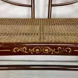 Bench in turned wood and canework by Thonet, Austria