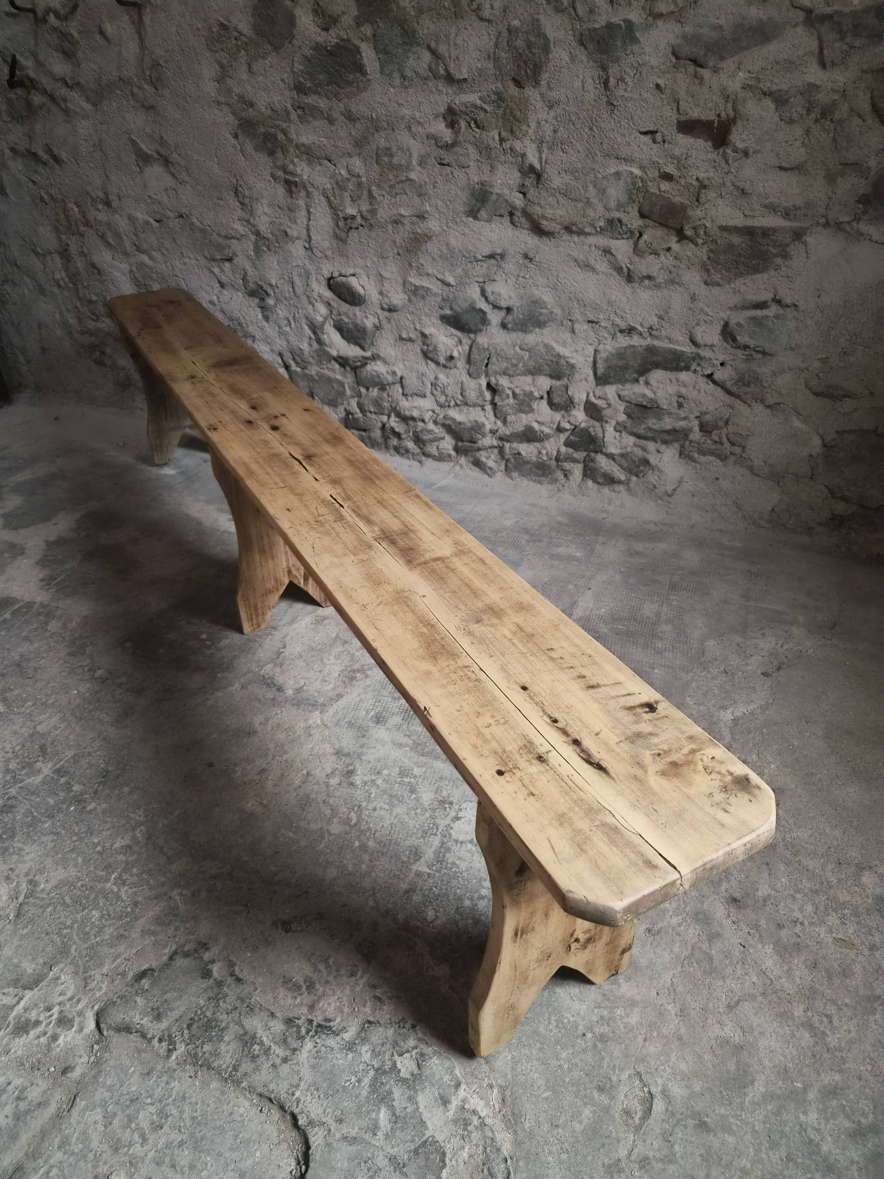 Ensemble de deux bancs vintage en bois de peuplier, 1920–1950