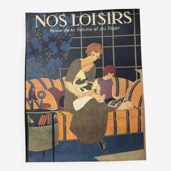 Affiche "Nos loisirs - Revue de la femme et du foyer" - Illustration de DJOZ (Mode féminine 1920)