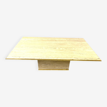 Travertine and brass coffee table by Fedam, 1970s