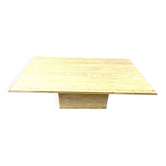 Travertine and brass coffee table by Fedam, 1970s