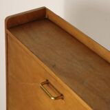 Vintage 1960s wooden secretary with metal legs.