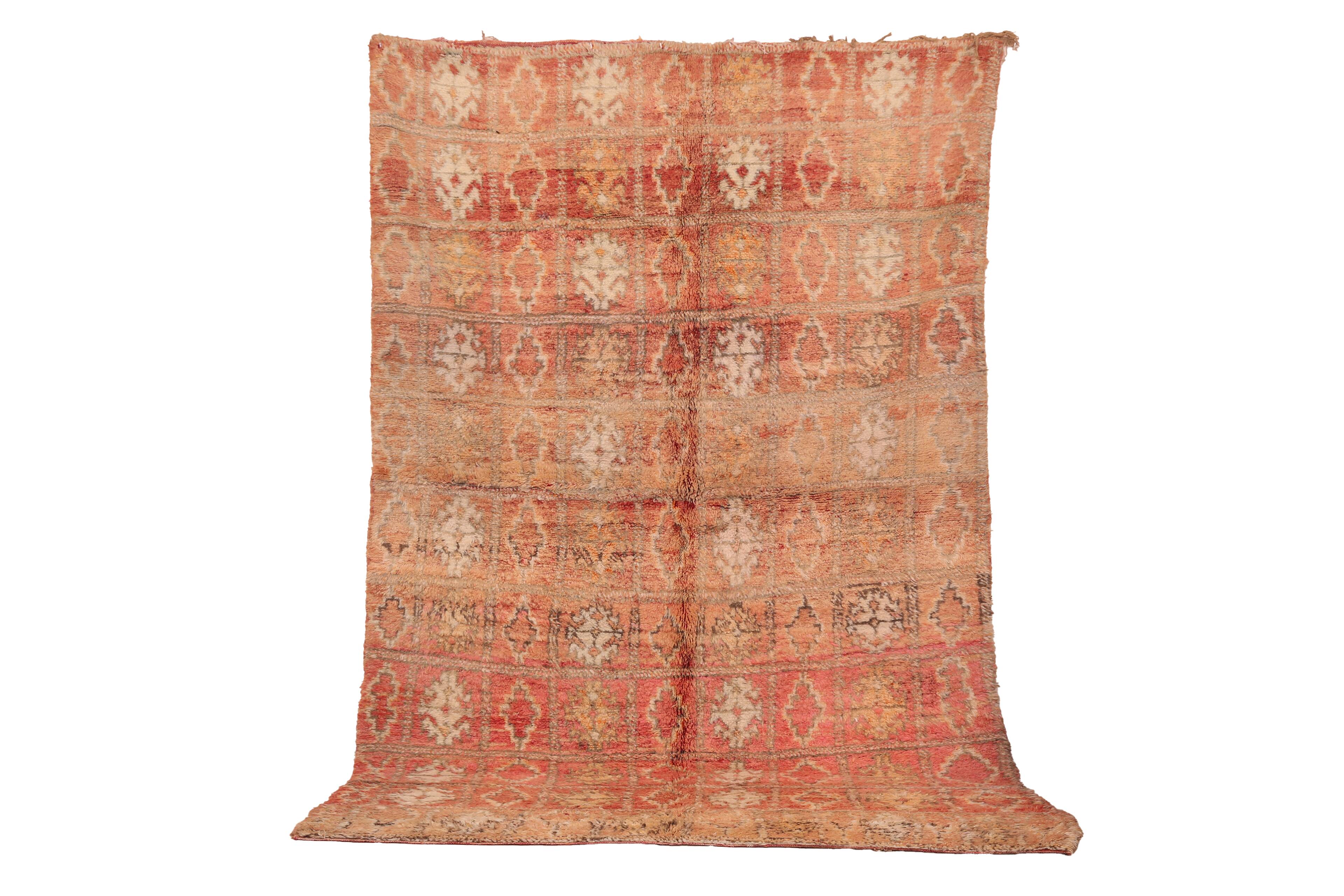 Peach Vintage Moroccan Rug 176 x 287 cm, Berber Wool Rug, Handmade Boho Rug