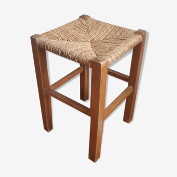 Tabouret bois et paille