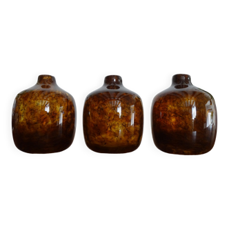 3 vases soliflores en verre soufflé
