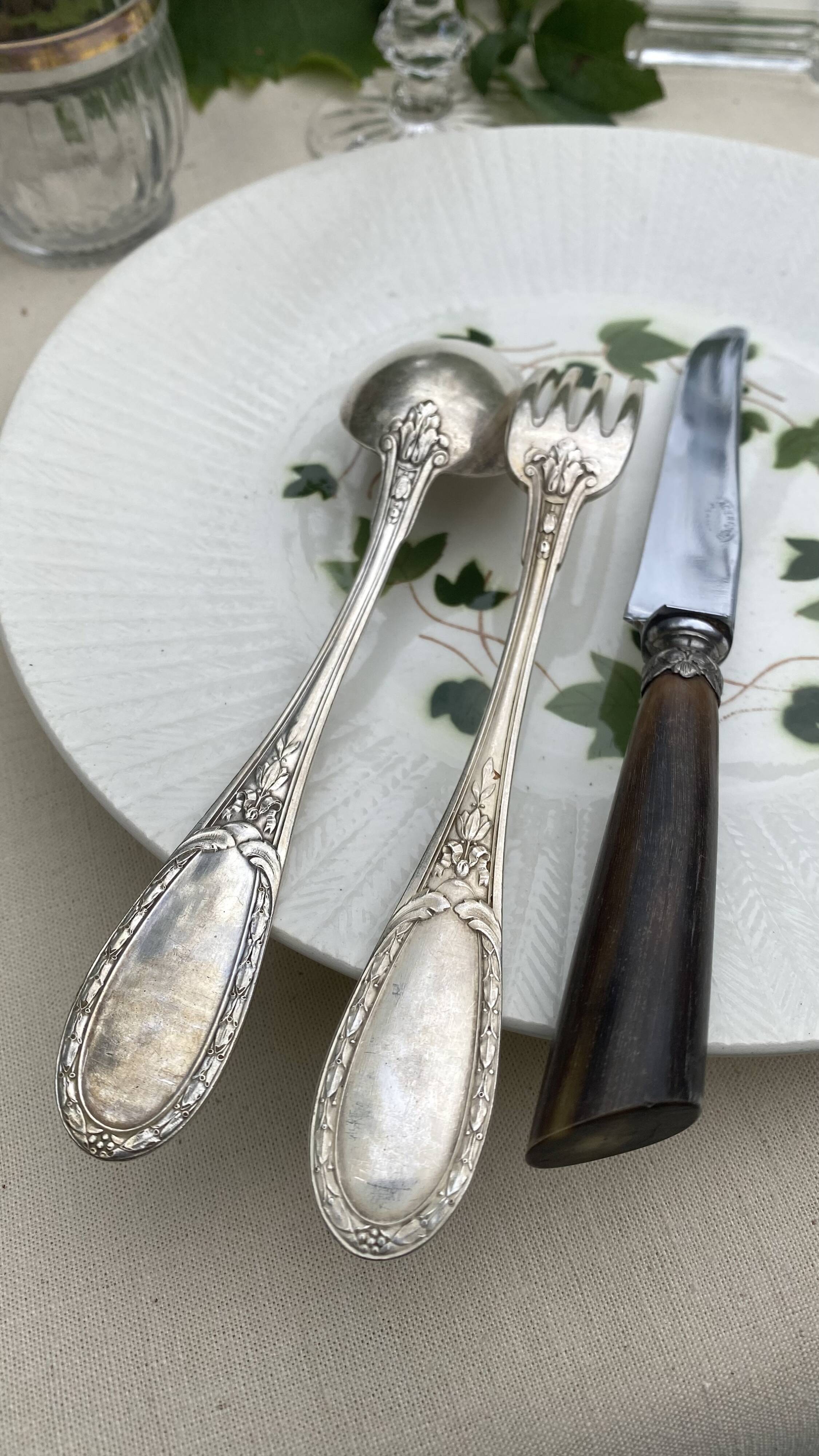 Antique horn and steel blade knives