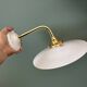 Vintage white opaline wall lamp with elbow arm