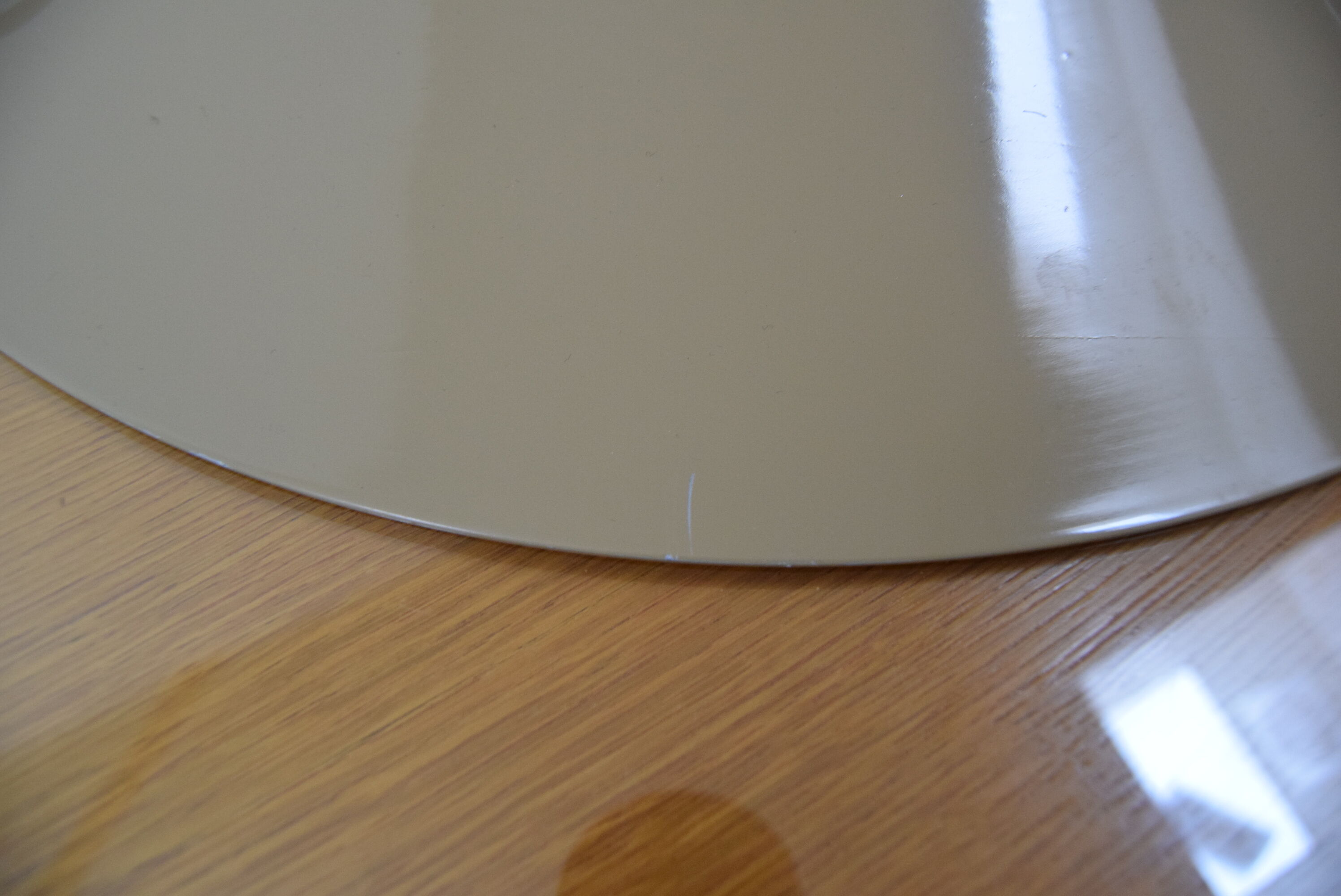 Mid-century Brown Lacquered metal Pendant circa 1980's.