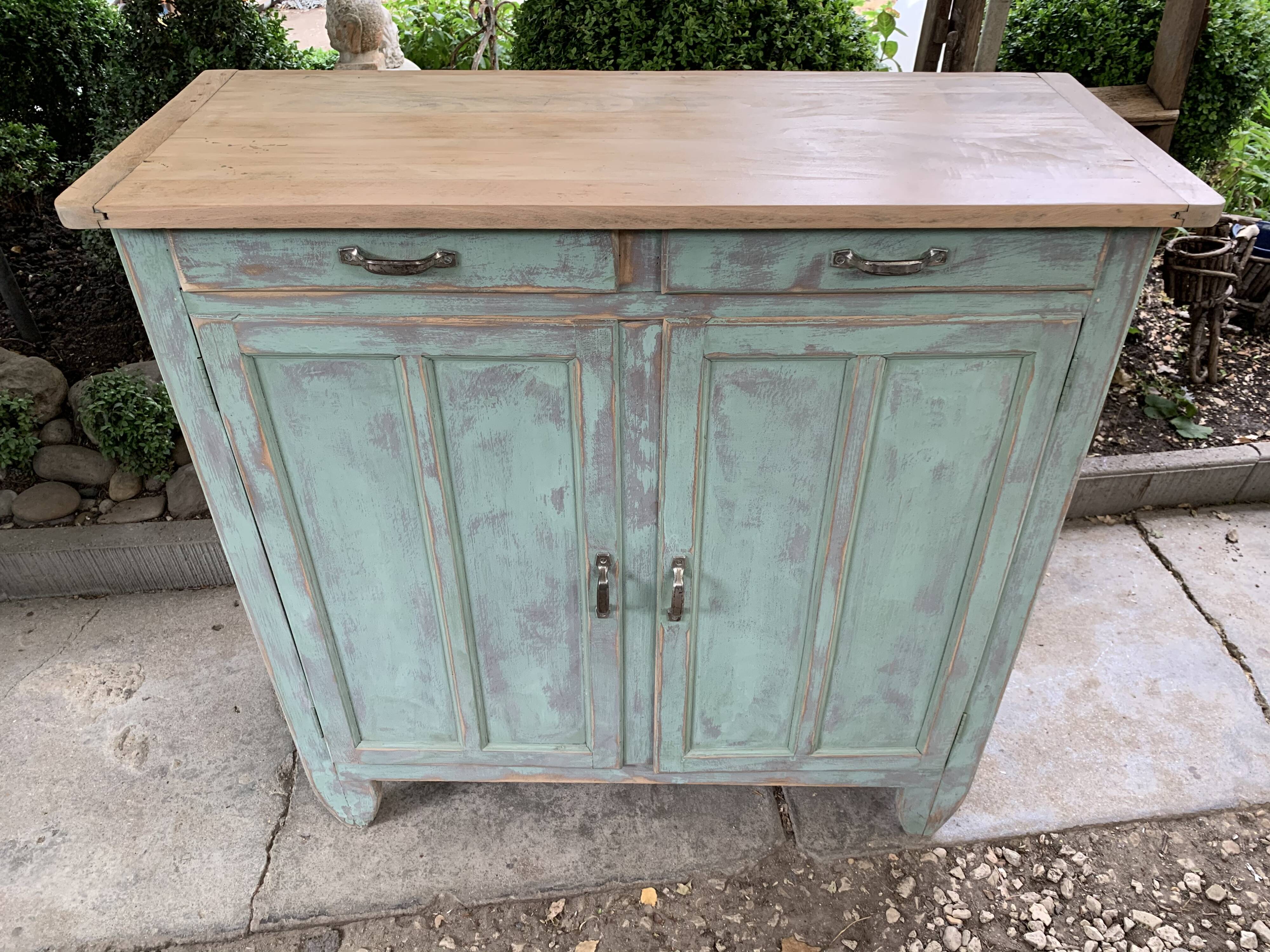 Parisian buffet patine celadon green and bluish grey