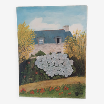 Painting Oil on canvas Breton house