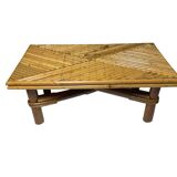 Vintage bamboo and rattan step stool