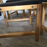 Set of 4 vintage chairs 1980's in beech, thermoformed on the back