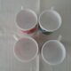 4 mugs lotus flowers red and blue arcopal vintage france