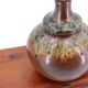 Puisaye stoneware lamp, raffia lampshade, 70s