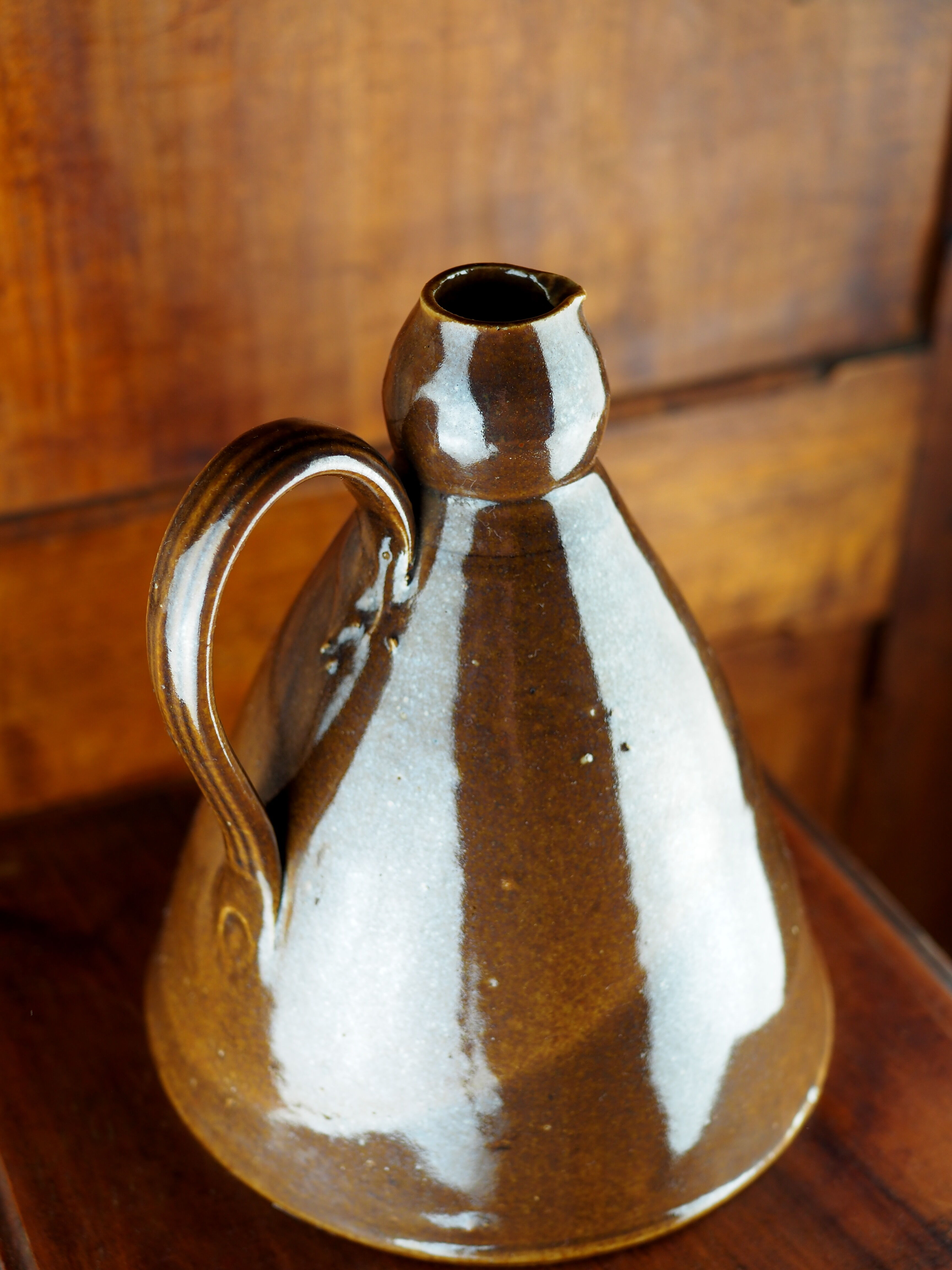 Conical pitcher with brown glaze - folk art - early twentieth century