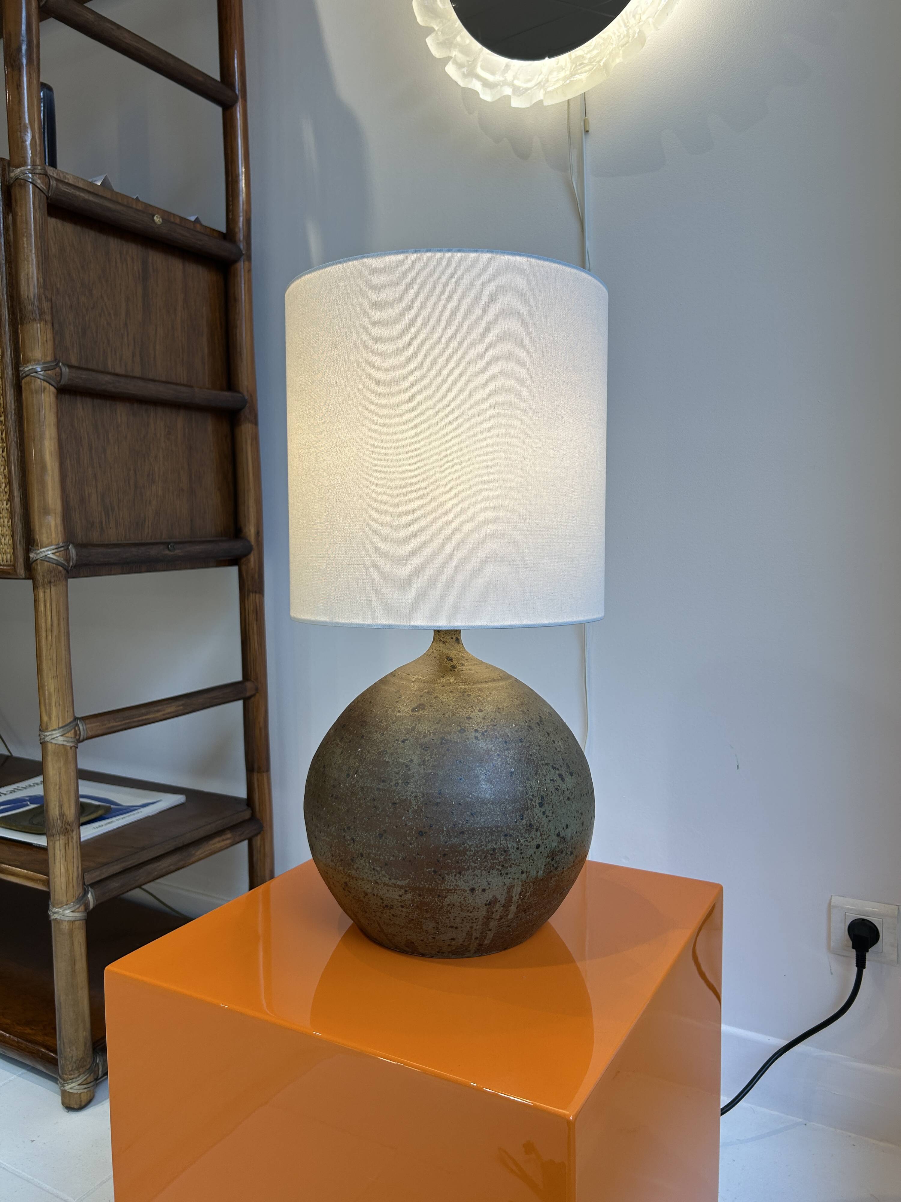Guy Baudat stoneware ball lamp