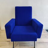 Vintage blue velvet armchair