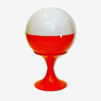 Lampe de table scandinave blanche et orange Space Age Globe années 1970