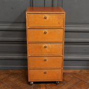 Furniture Cardboard chiffonnier leather patina fawn struck with iron 5 drawers