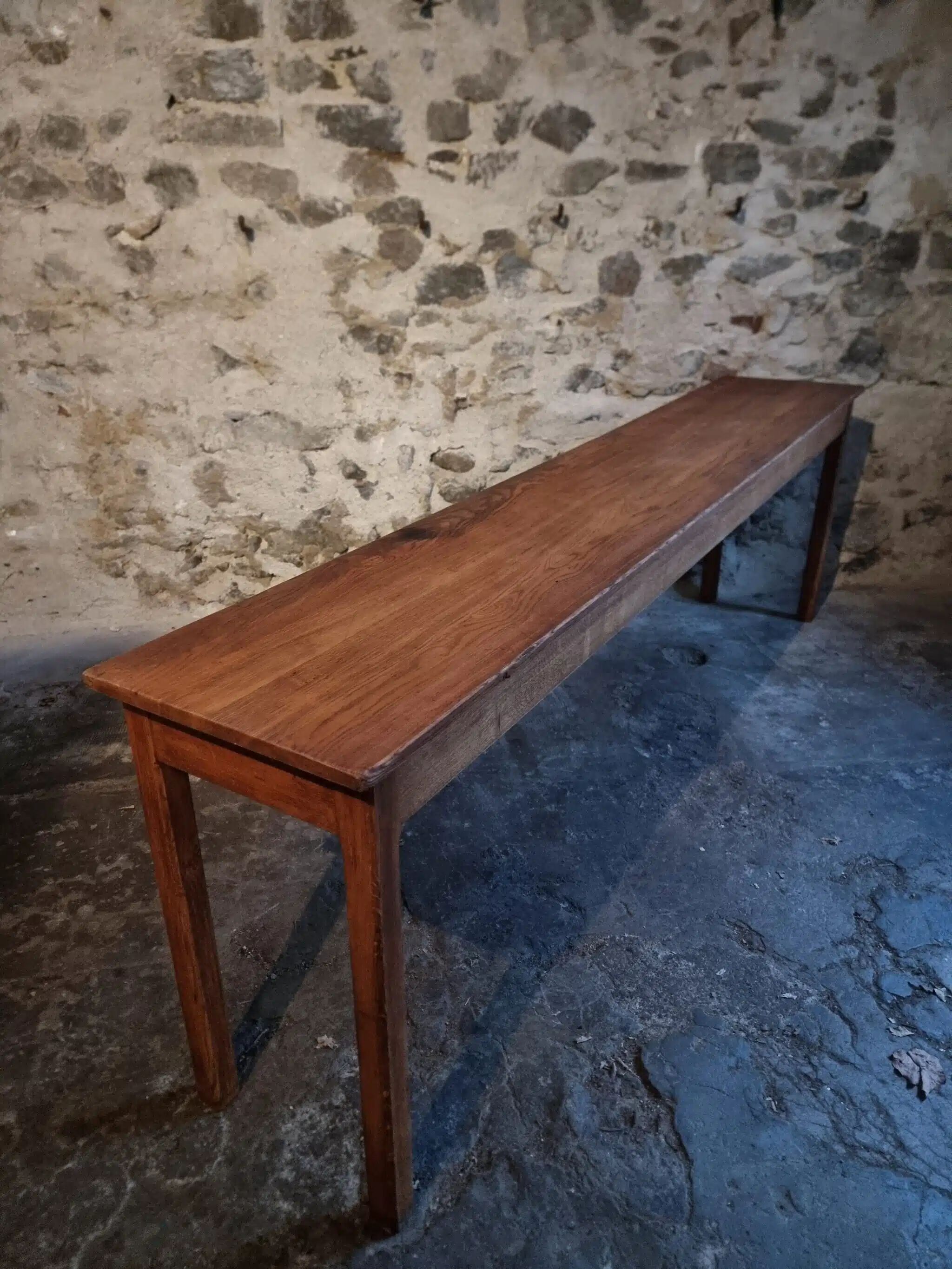 Vintage oak work table / hospital workshop side table, France, 1950s