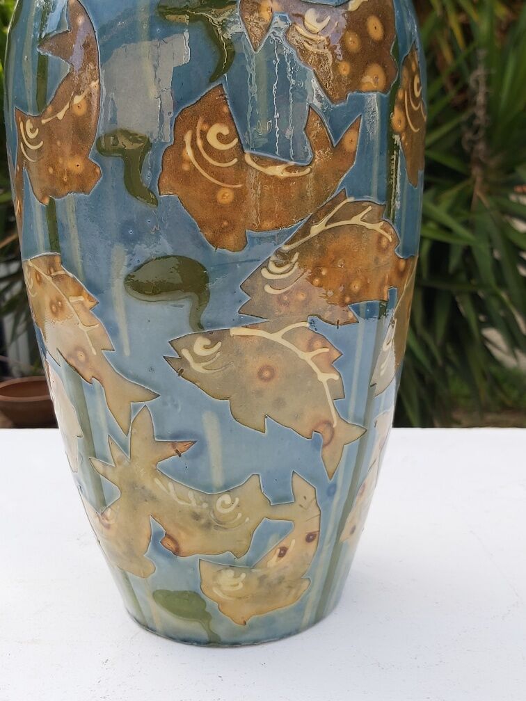 Vase Emile Simonod Savoie fish decorations