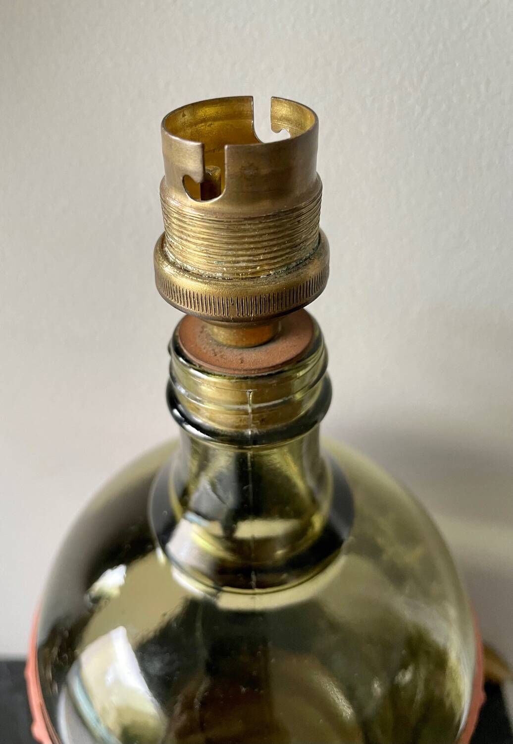Vintage glass and metal lamp base