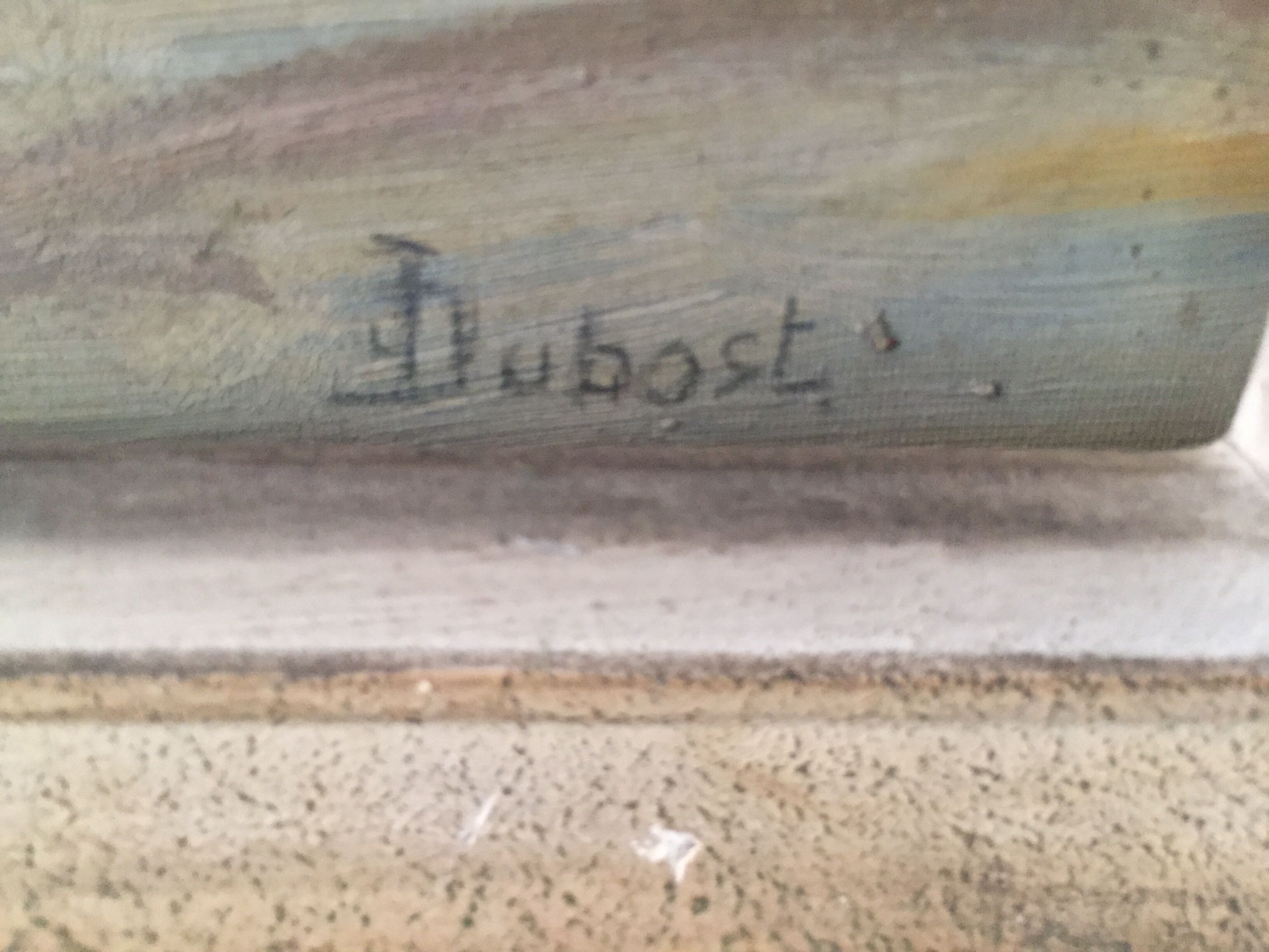 Oil on panel representing a church