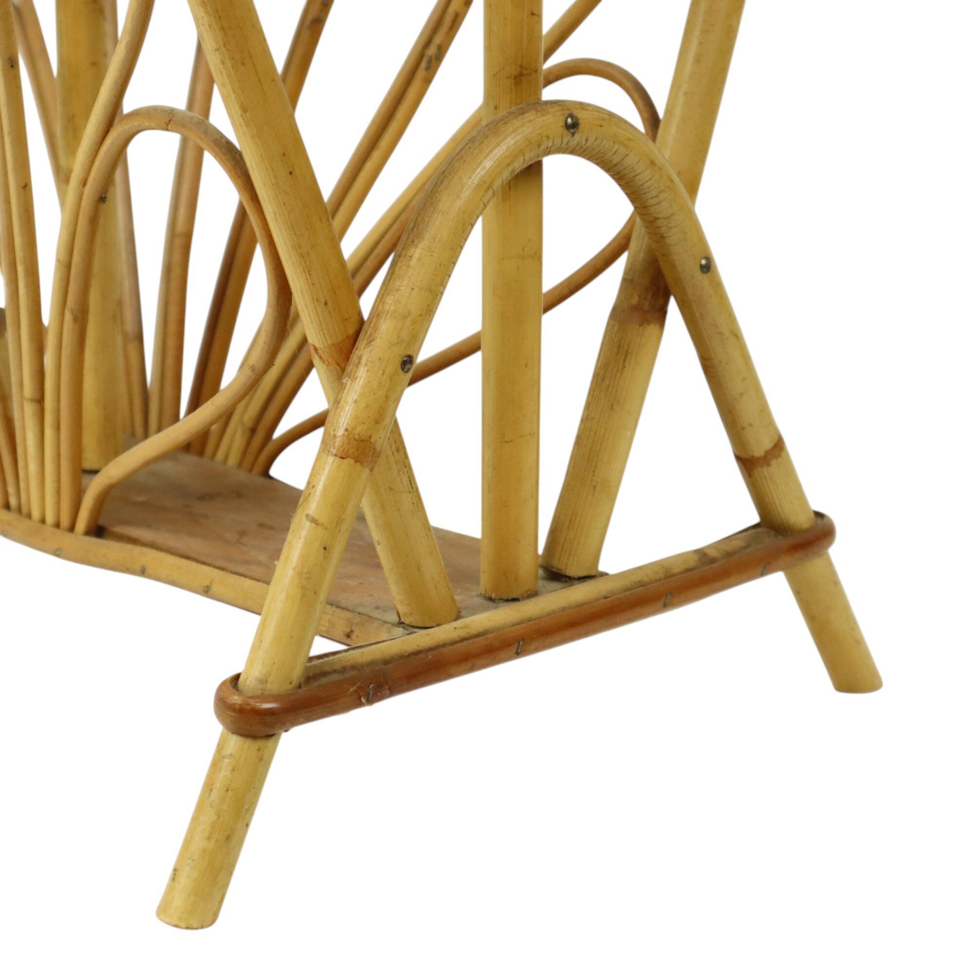 French Rattan Magazine Rack Boho Style Sixties