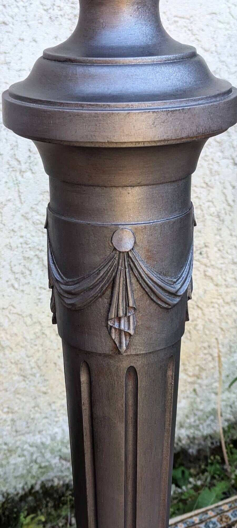 Pair of Grey Painted Wooden Pedestal Columns, Napoleon III Period
