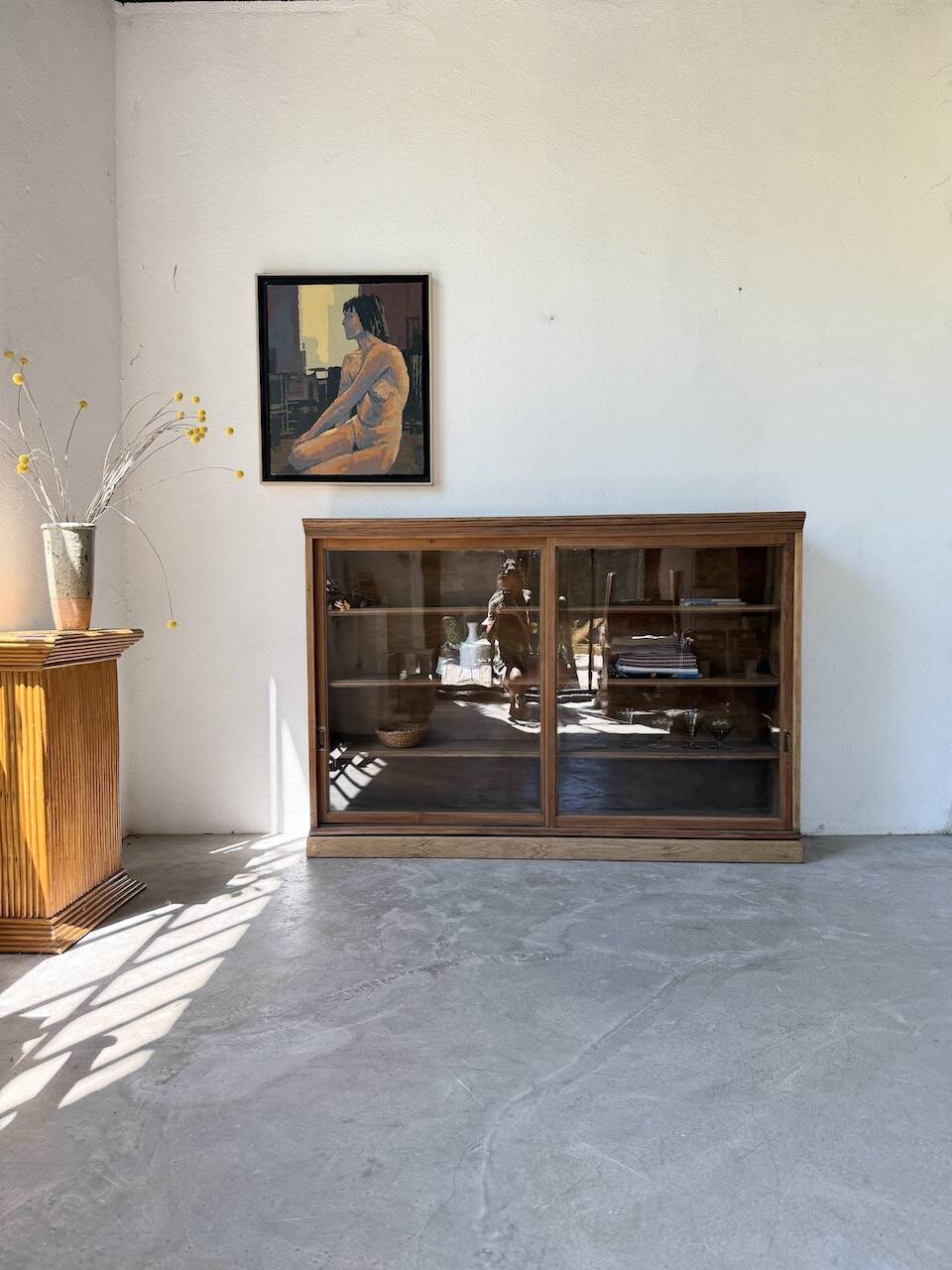 Enfilade vitrée en chêne, années 50