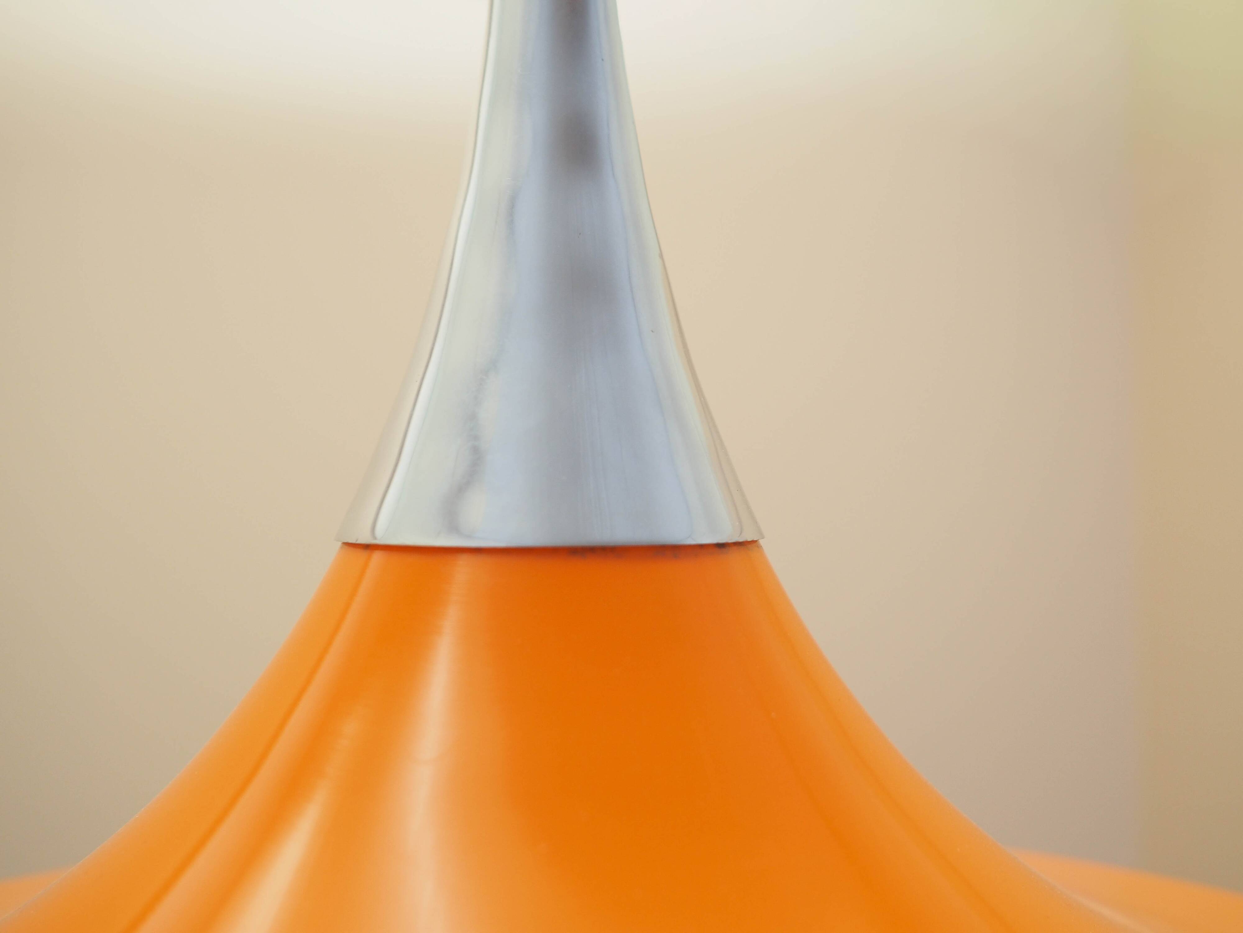 Danish pendant lamp 1960s with orange metal shade