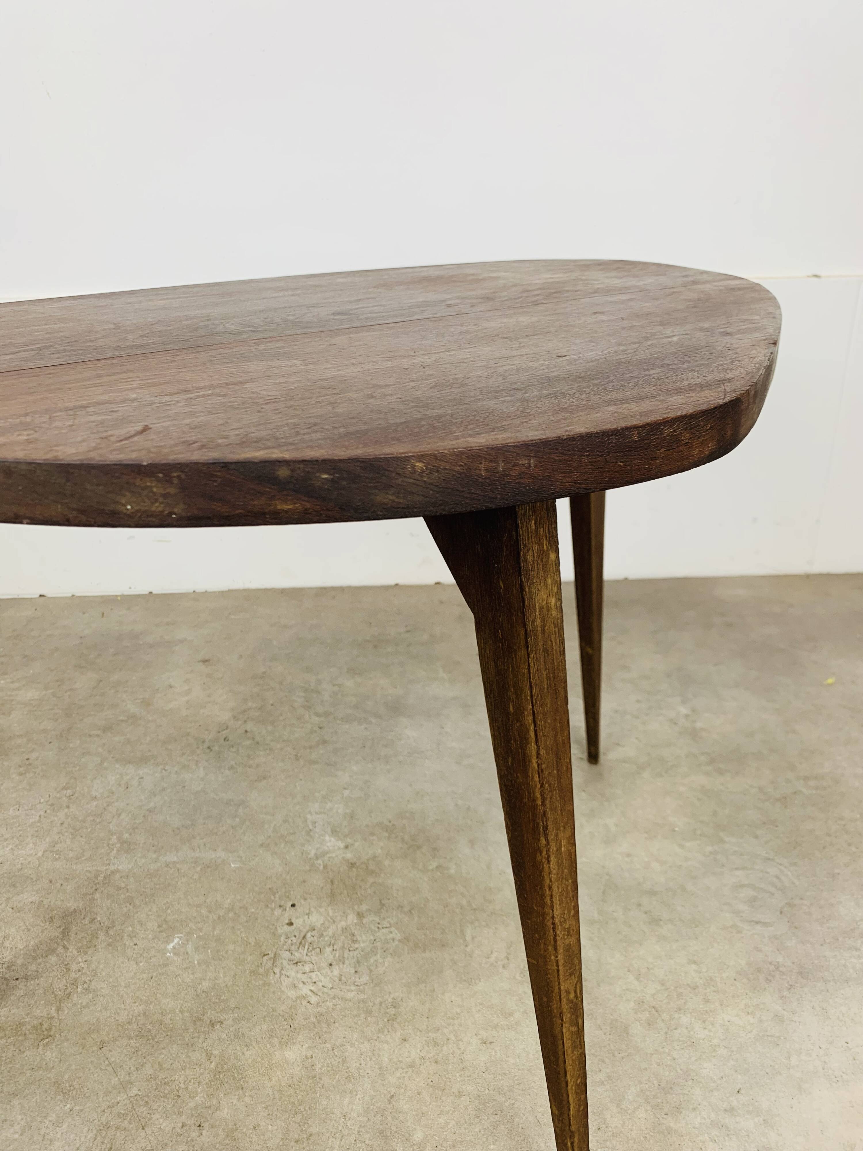 50s tripod coffee table with compass legs