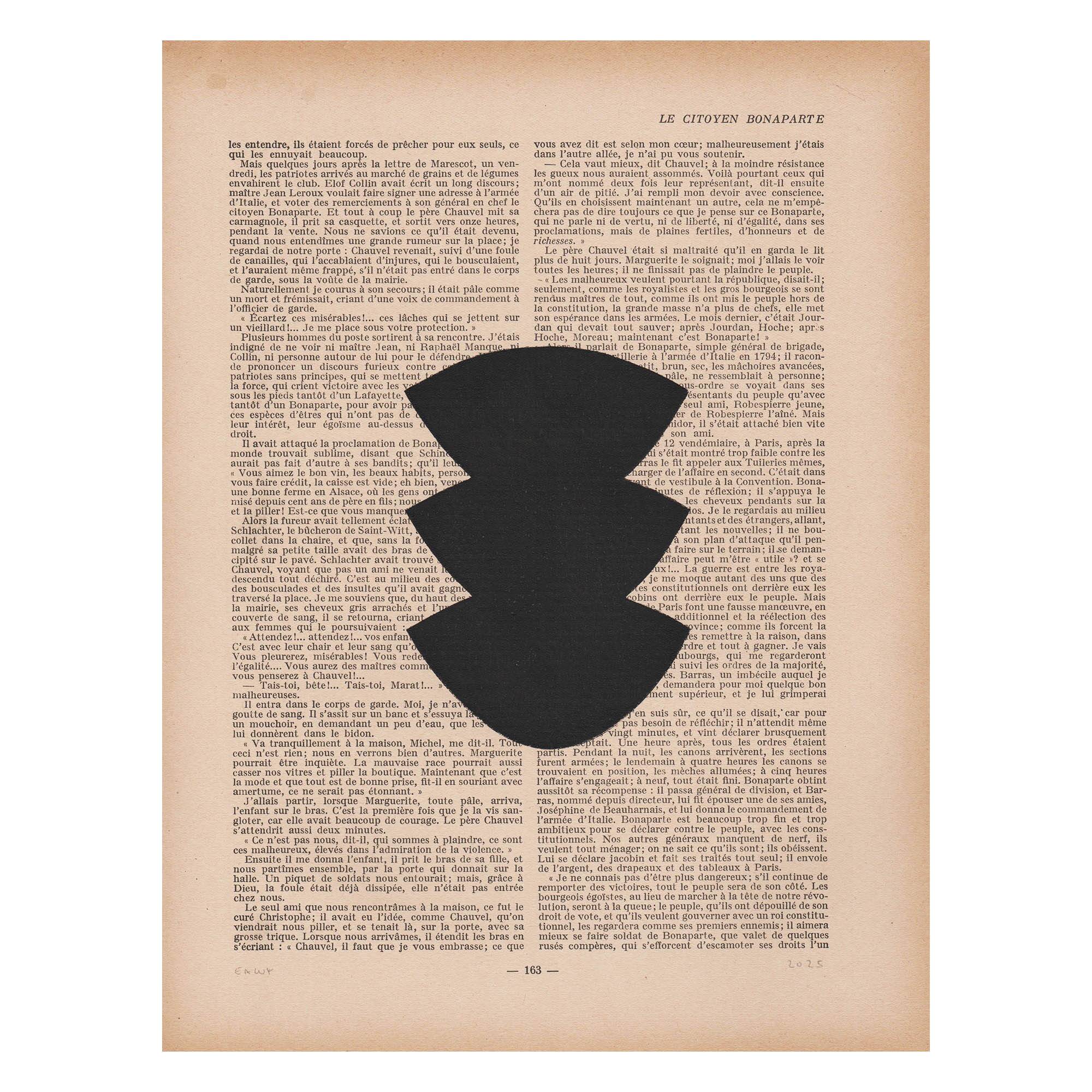 Collection of paintings on old book page - 4 abstract paintings signed Eawy