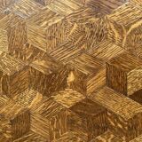 Minister's desk in solid oak with marquetry 1930s