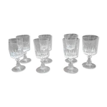 7 verres à vin en cristal d'Arques