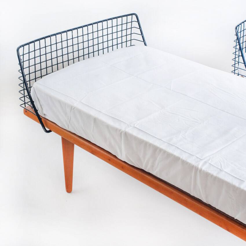 Single bed in teak and iron. Design by Bengt Ruda for Triva. Sweden, 1960s