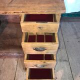 A schoolmaster's desk and chairs